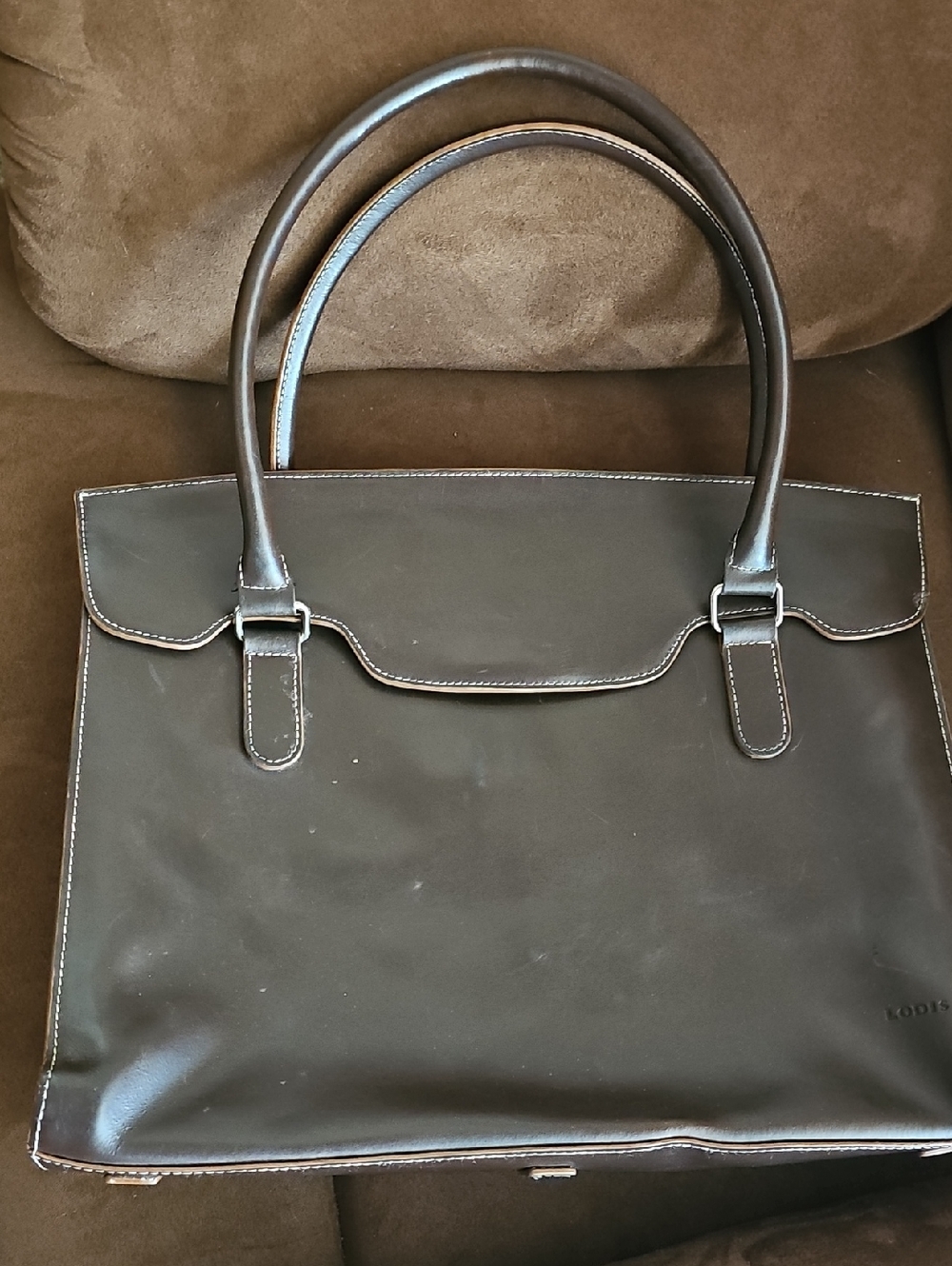 Laptop Bag By LODIS Brown Leather 15" X 11.5"